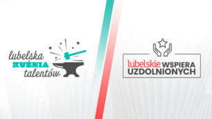 plakat z napisem i logo lubelskie wspiera talenty